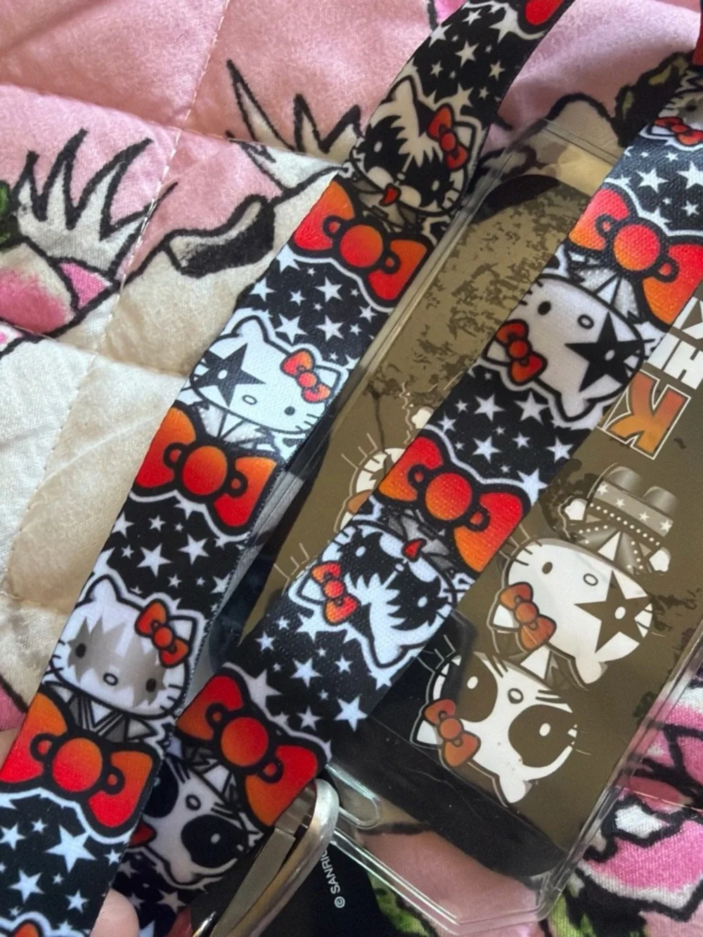Hello Kitty Black, Red & White Character Lanyard with Badge Holder